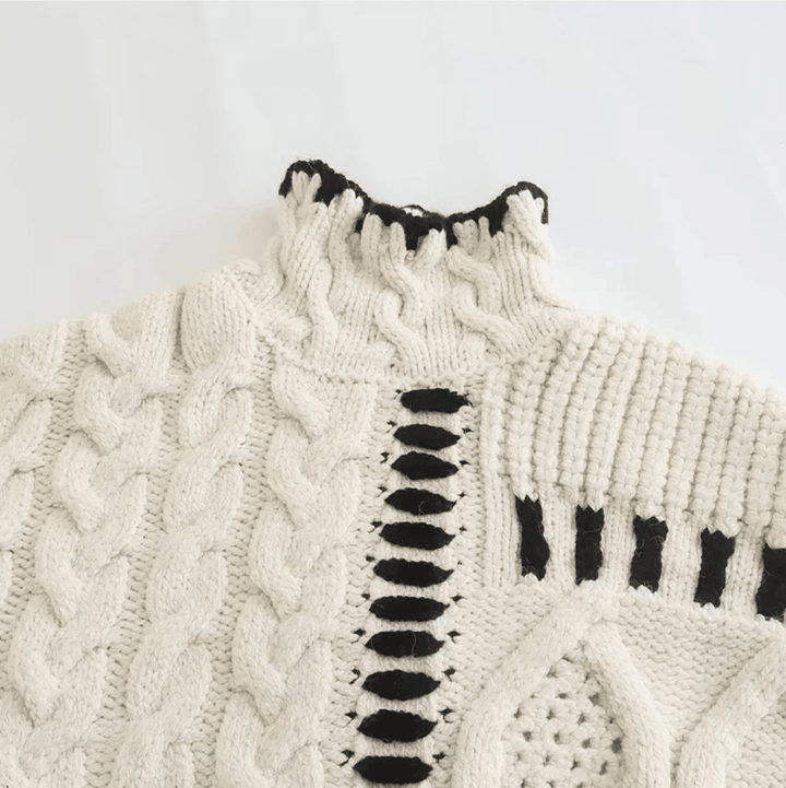 Impressionist Stitch Turtleneck Sweater