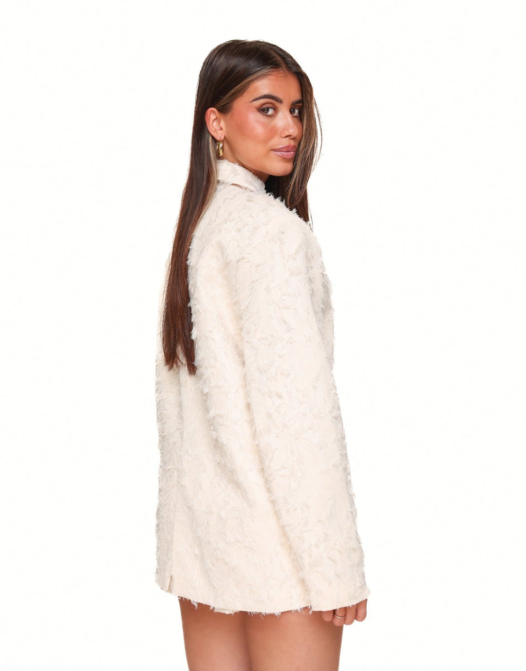 Cream Detailed Oversized - Blazer