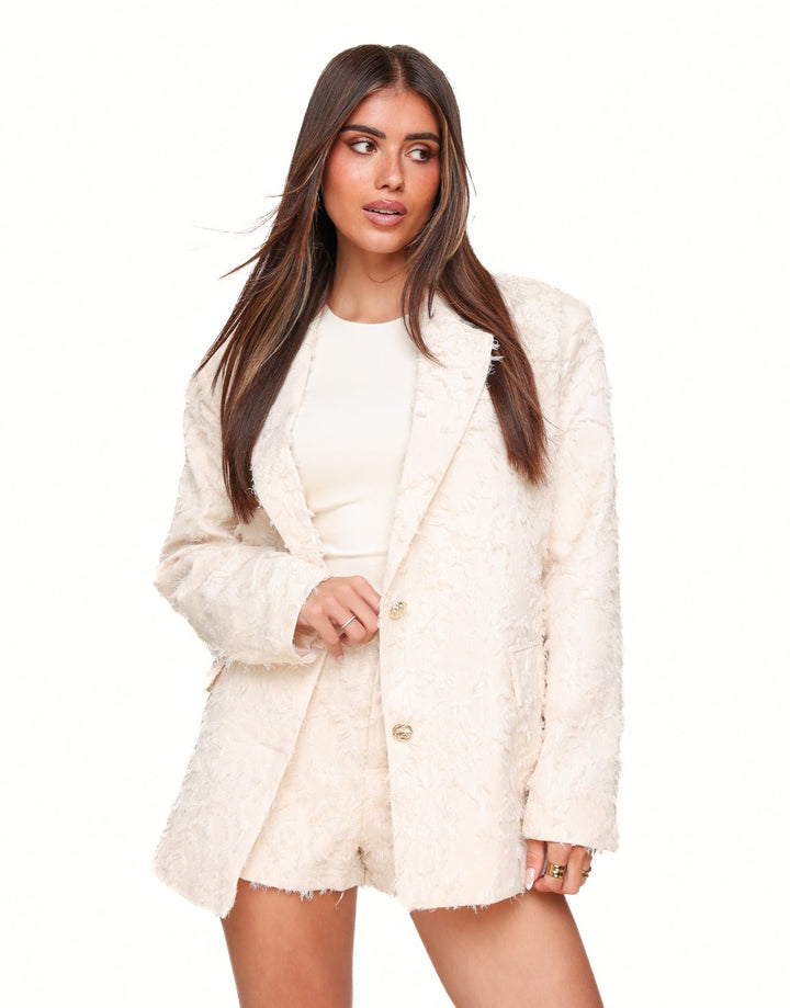 Cream Detailed Oversized - Blazer