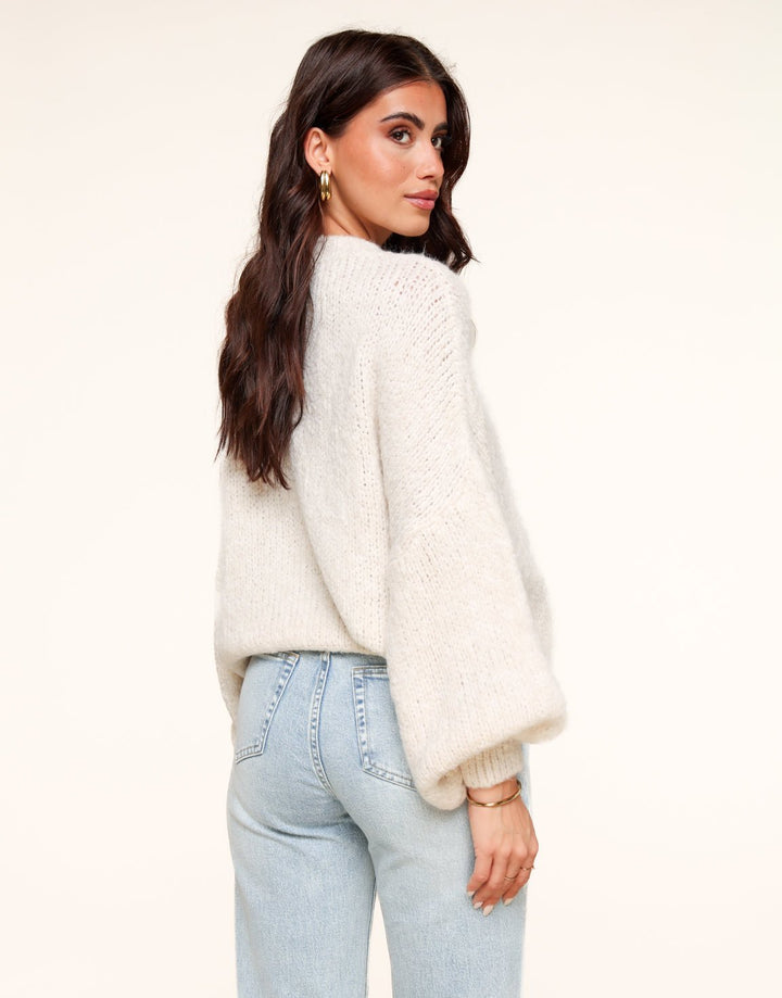 Creme Wool Oversized Knitted - Sweater