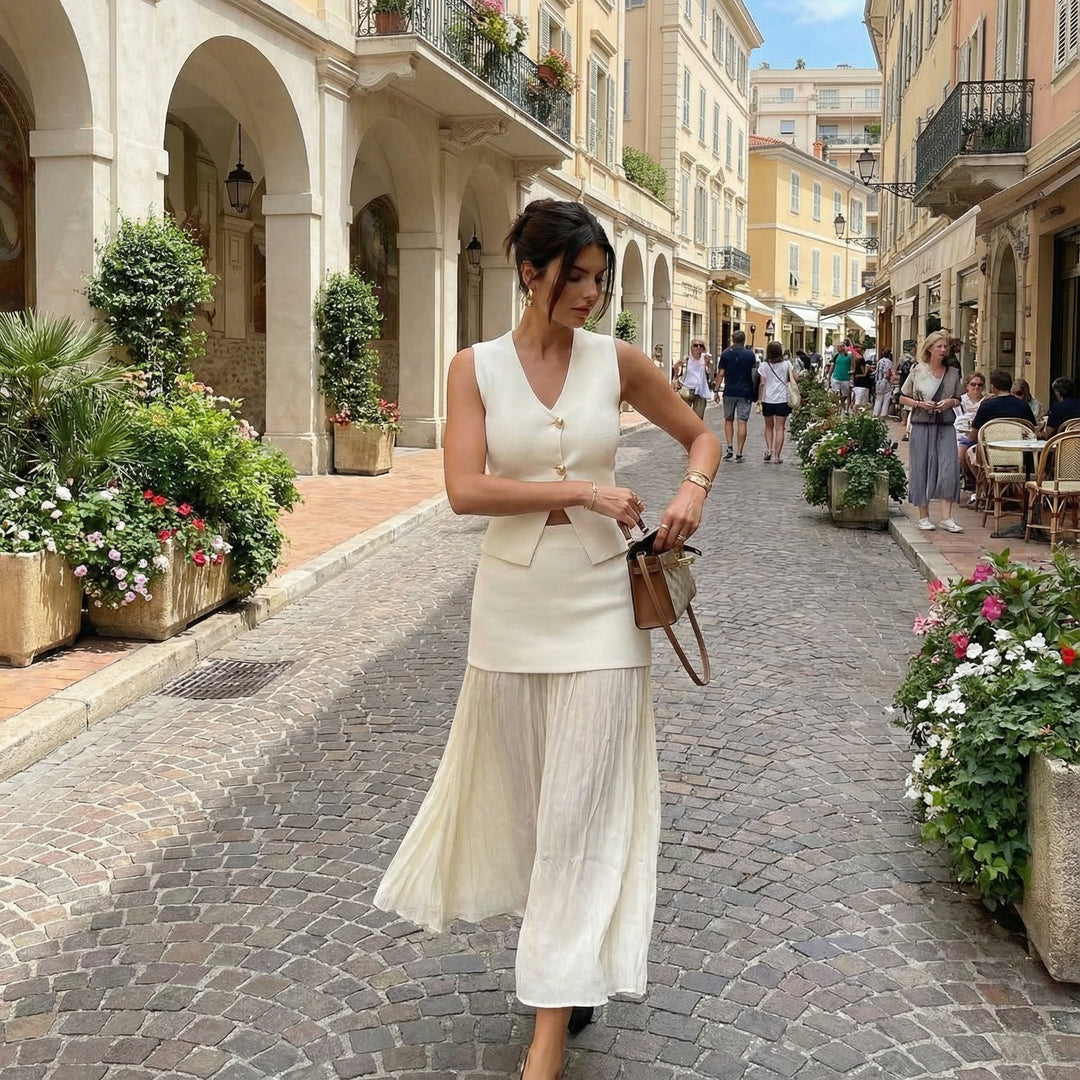 Elegant Vest & Long Skirt Set