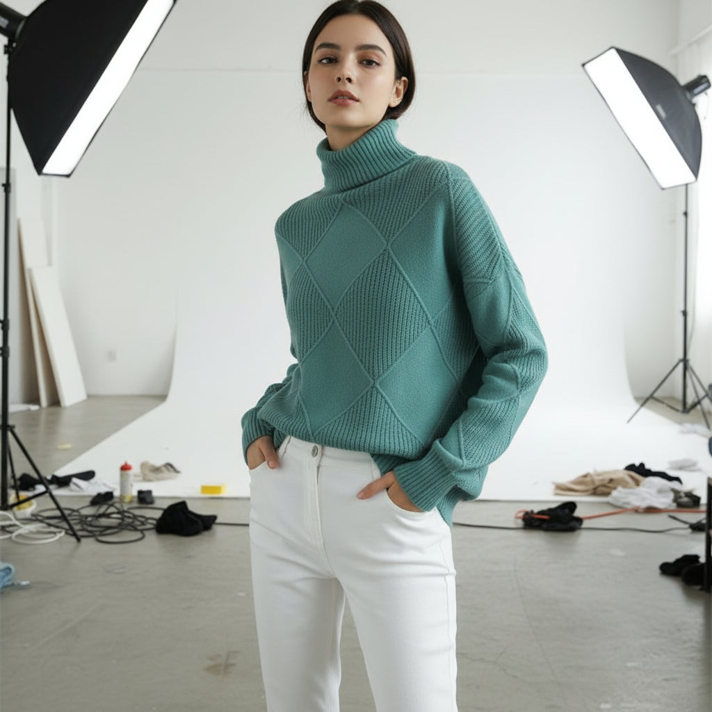 Ridgeweave Mock-Neck Knit Jumper