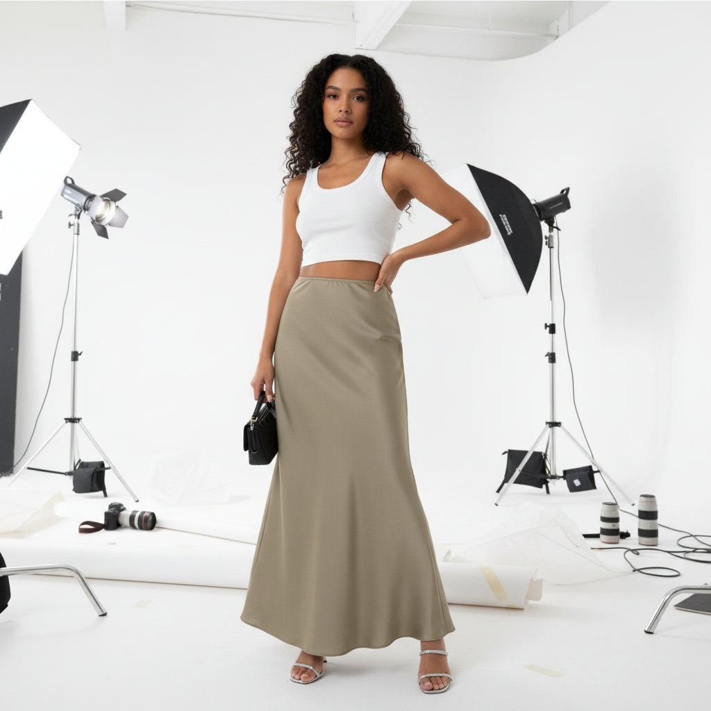 Satin Flow Maxi Skirt