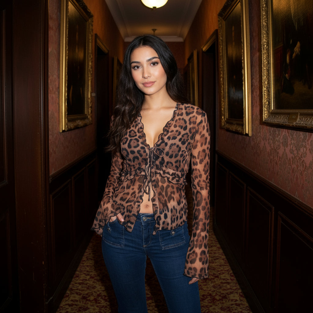 Leopard Print Lace Top