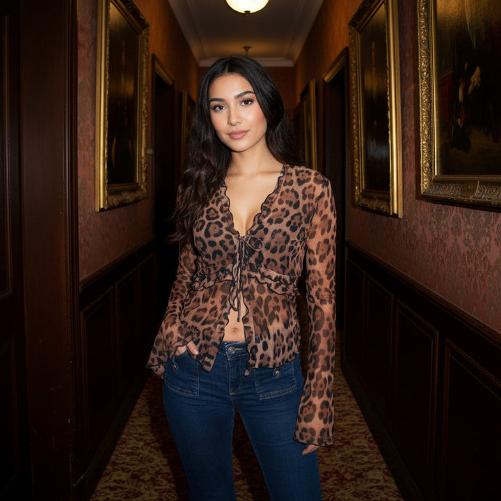 Leopard Print Lace Top