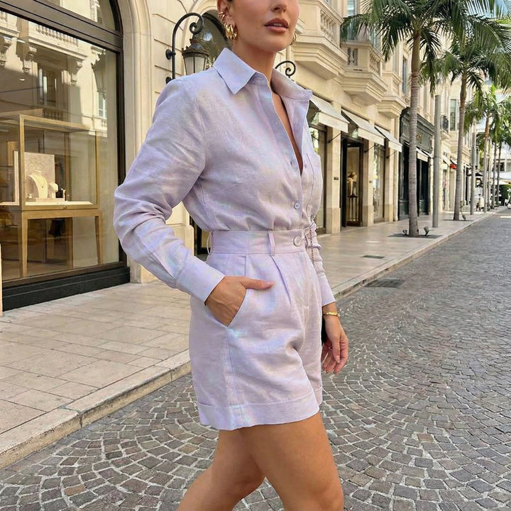 Shirt & High-Waisted Shorts Set