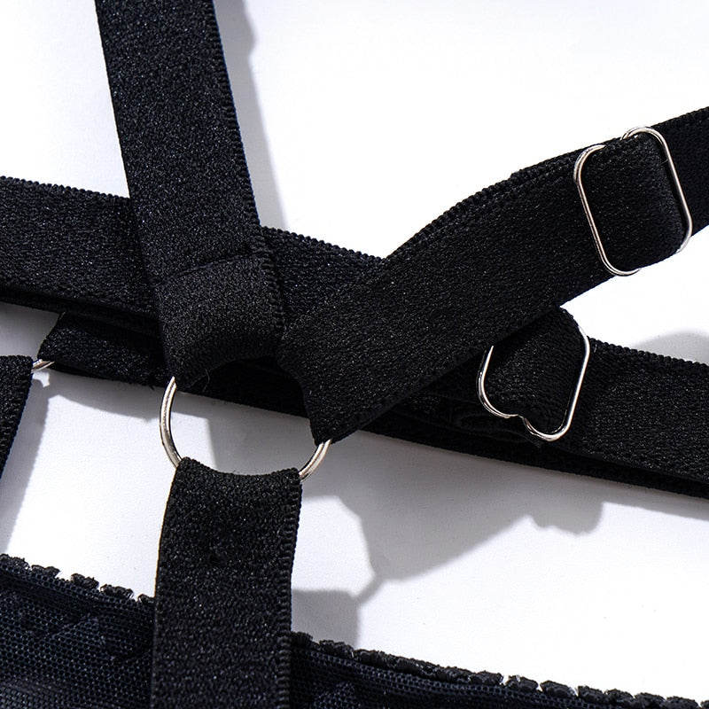 Isolde – Black Strappy Lingerie Set