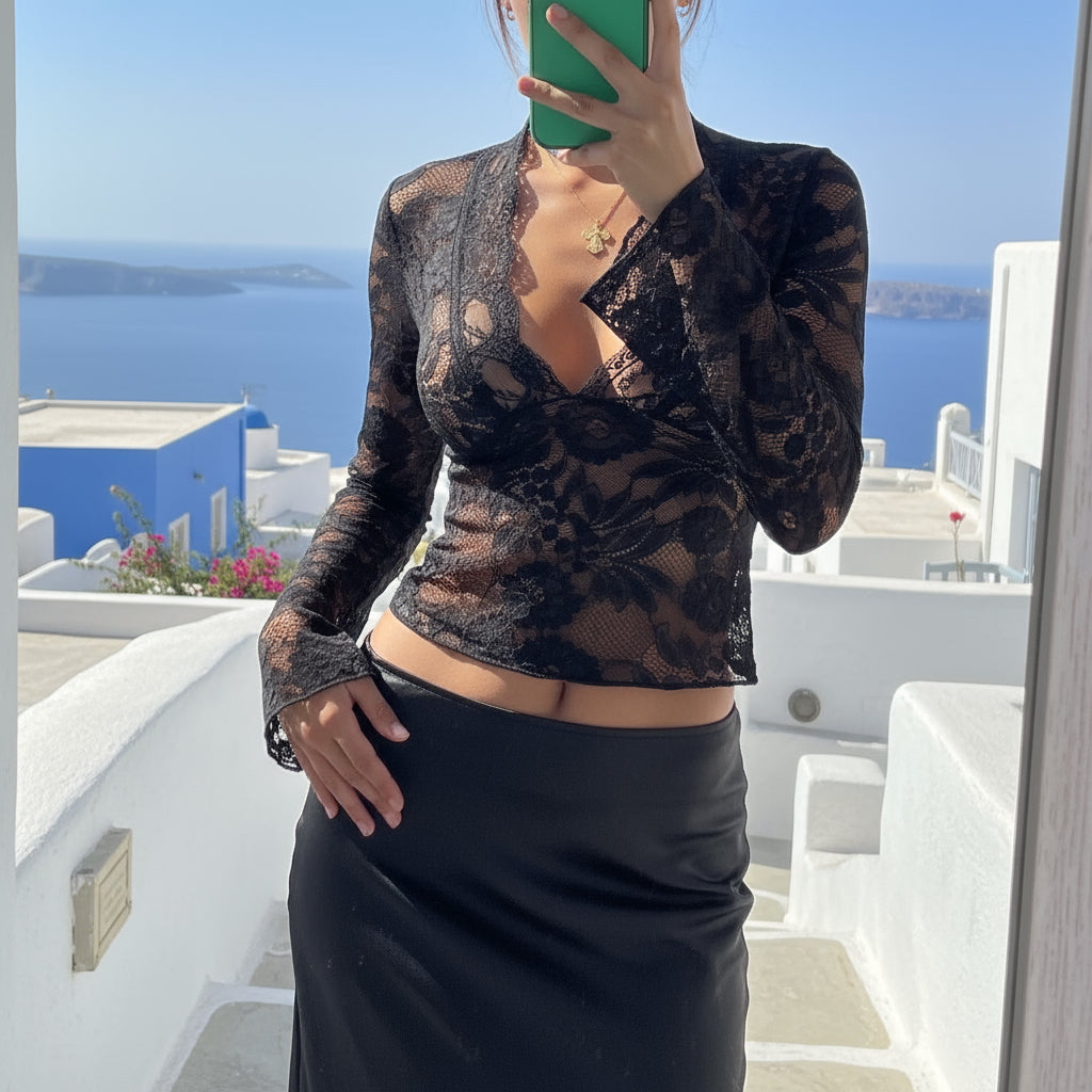 Refined Lace Top - black
