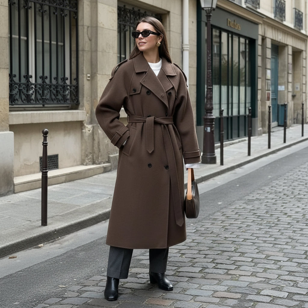 Belted Wool Trench Coat