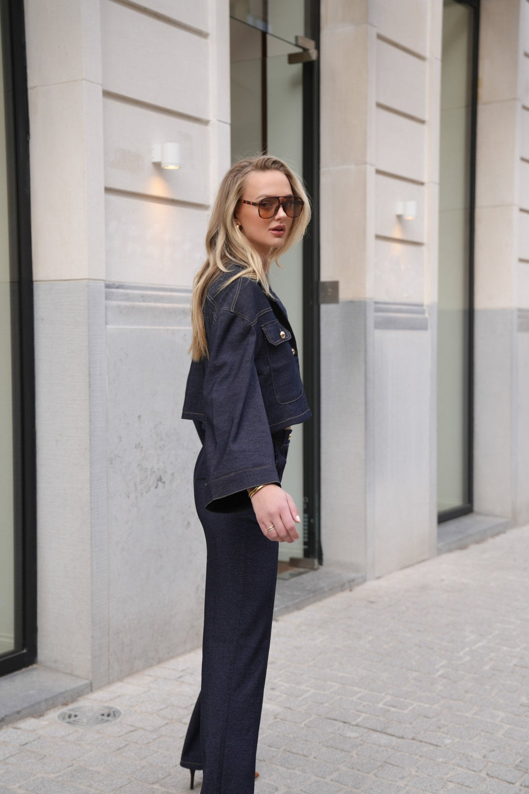 Dark Blue Denim Wide Fit - Trouser