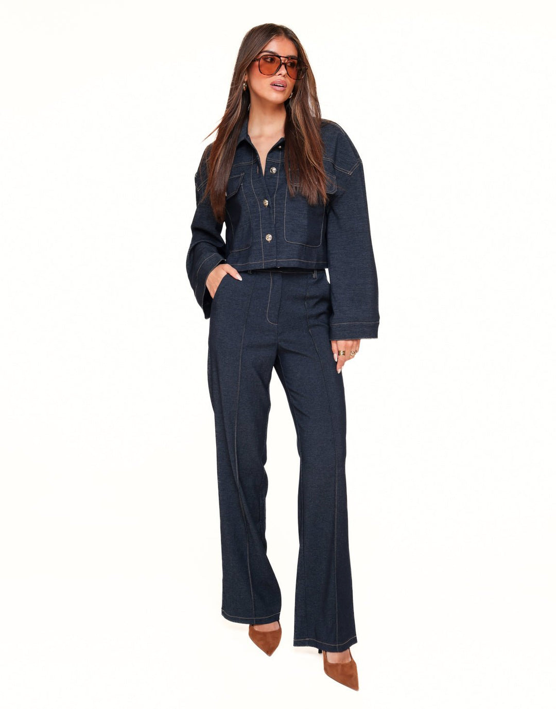 Dark Blue Denim Wide Fit - Trouser