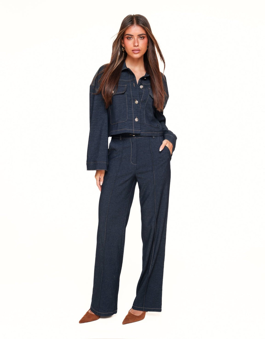 Dark Blue Denim Wide Fit - Trouser