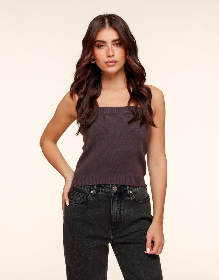 Dark Brown Knitted Tube Top