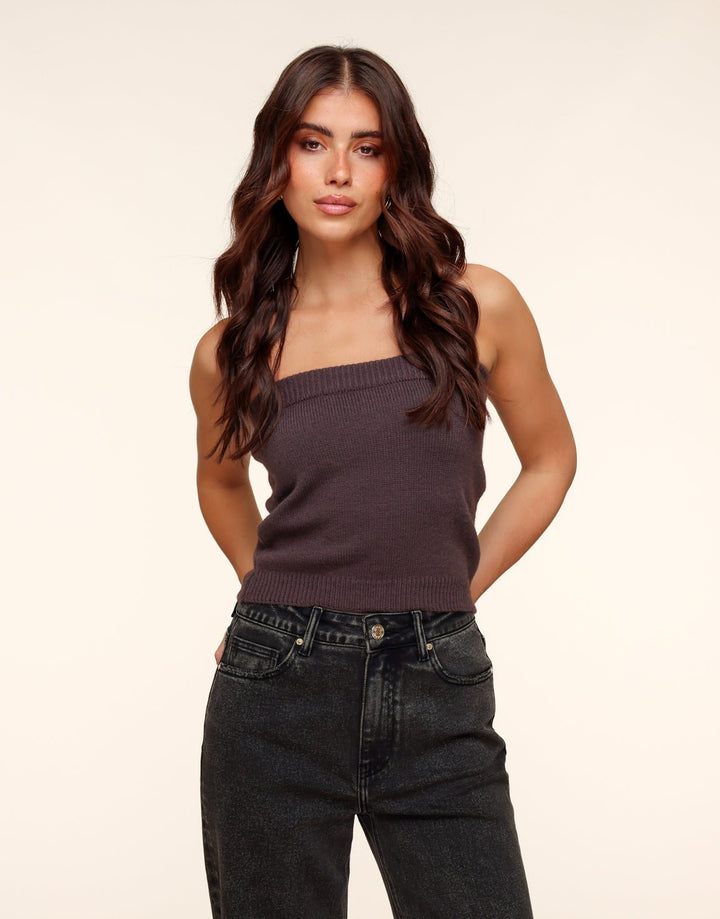 Dark Brown Knitted Tube Top
