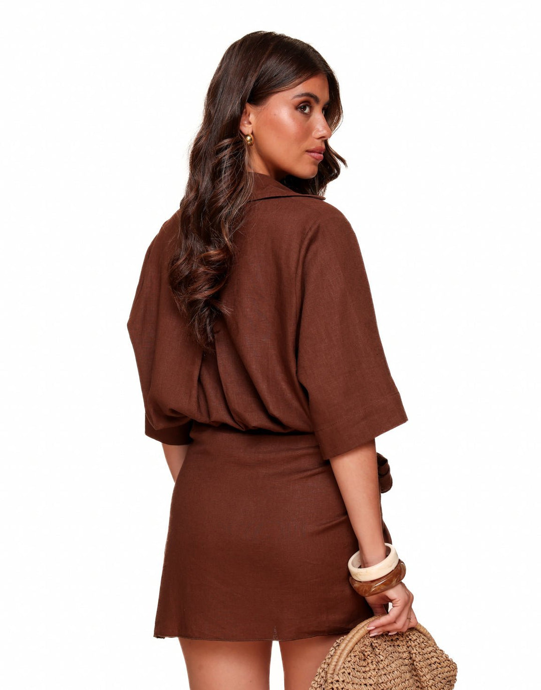Dark Brown Linen SS - Blouse