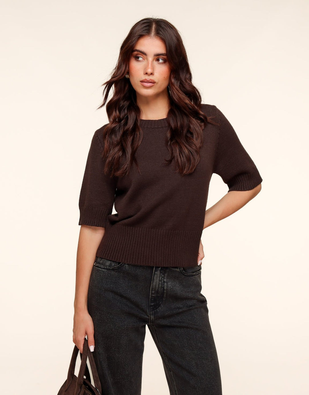 Dark Brown Loose SS - Sweater