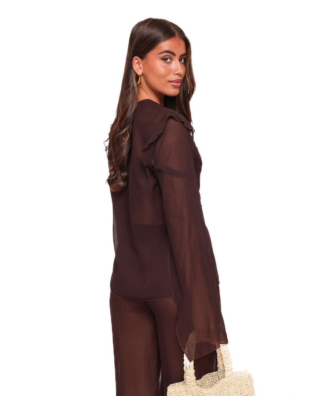 Dark Brown Airy Bows - Blouse