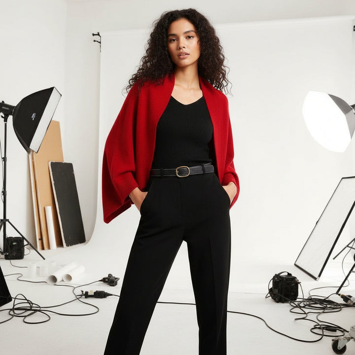 Draped Open-Knit Cardigan