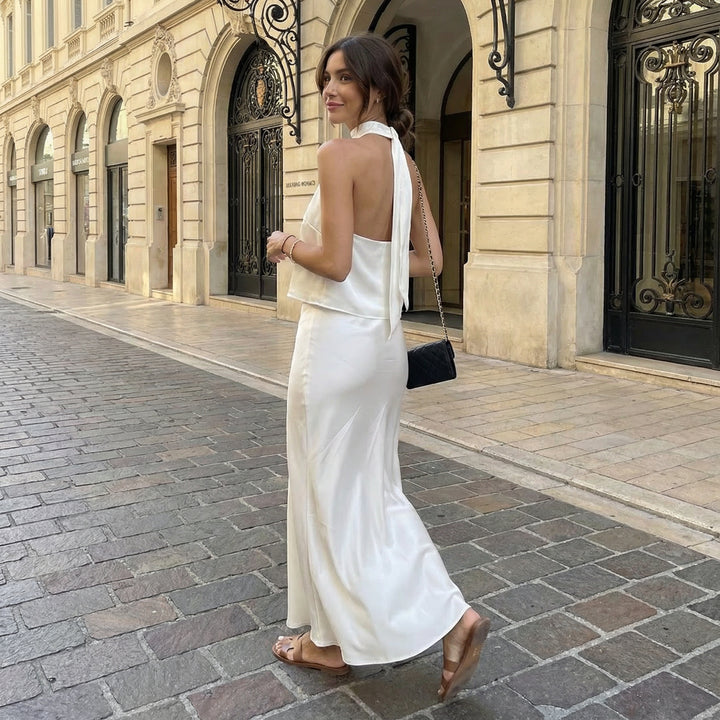 Satin Crop Top & Skirt Set