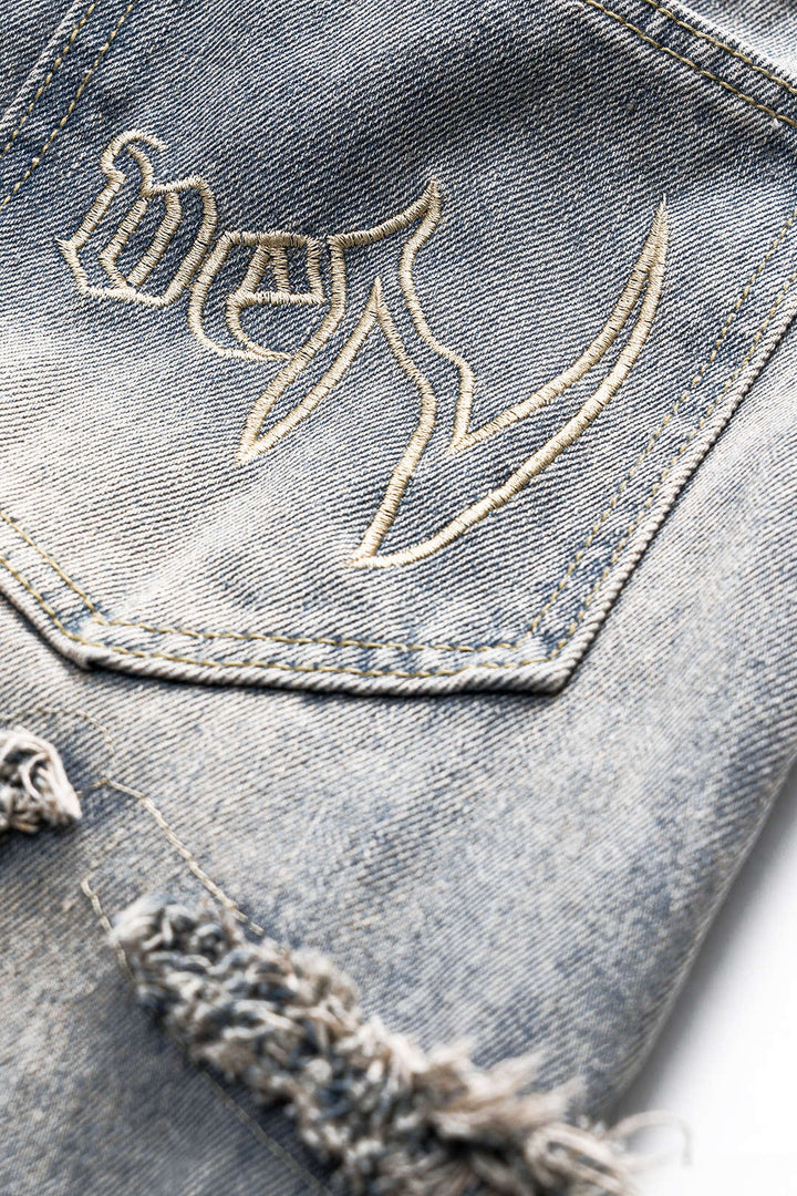 Juno Distressed Wide-Leg Jeans