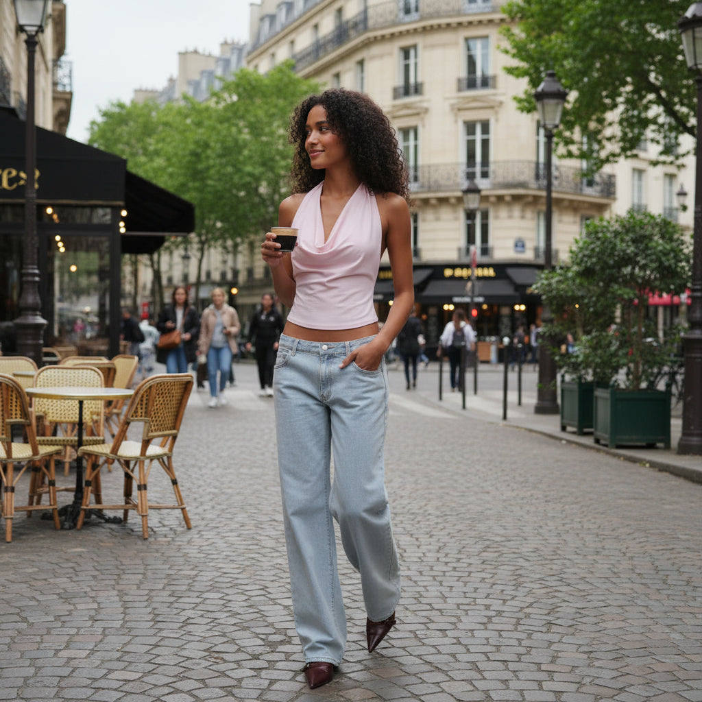 Drape Halter Top - pink