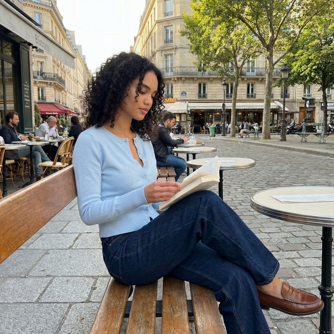 Wool Blended Cardigan - Light Blue