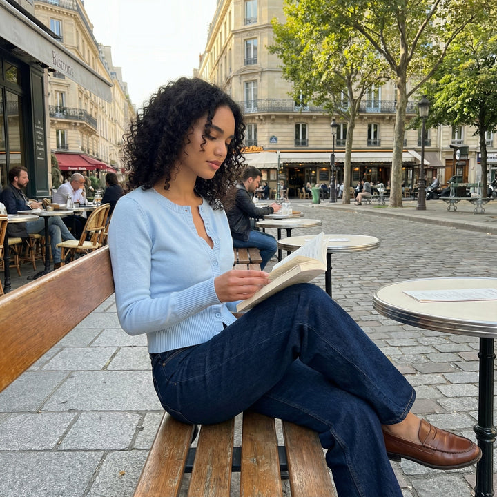 Wool Blended Cardigan - Light Blue