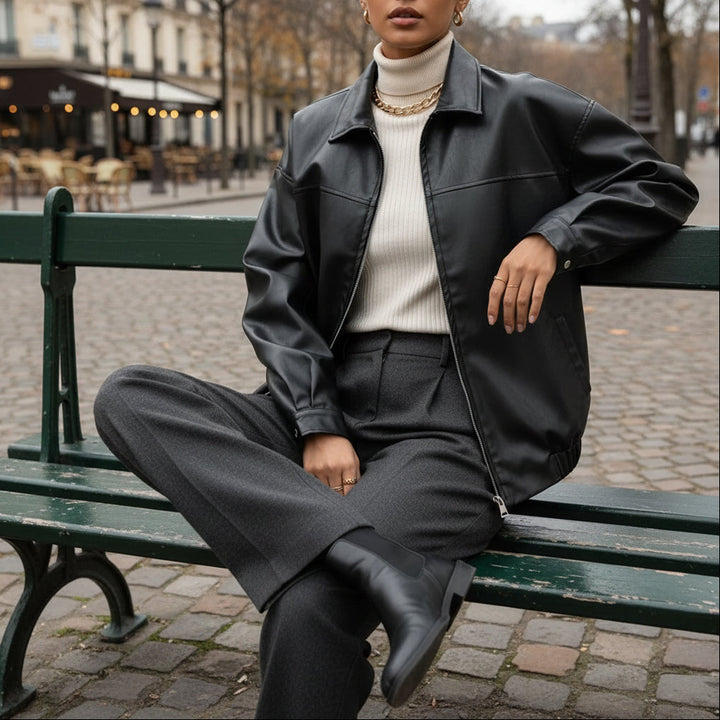 Faux Leather Zip Jacket