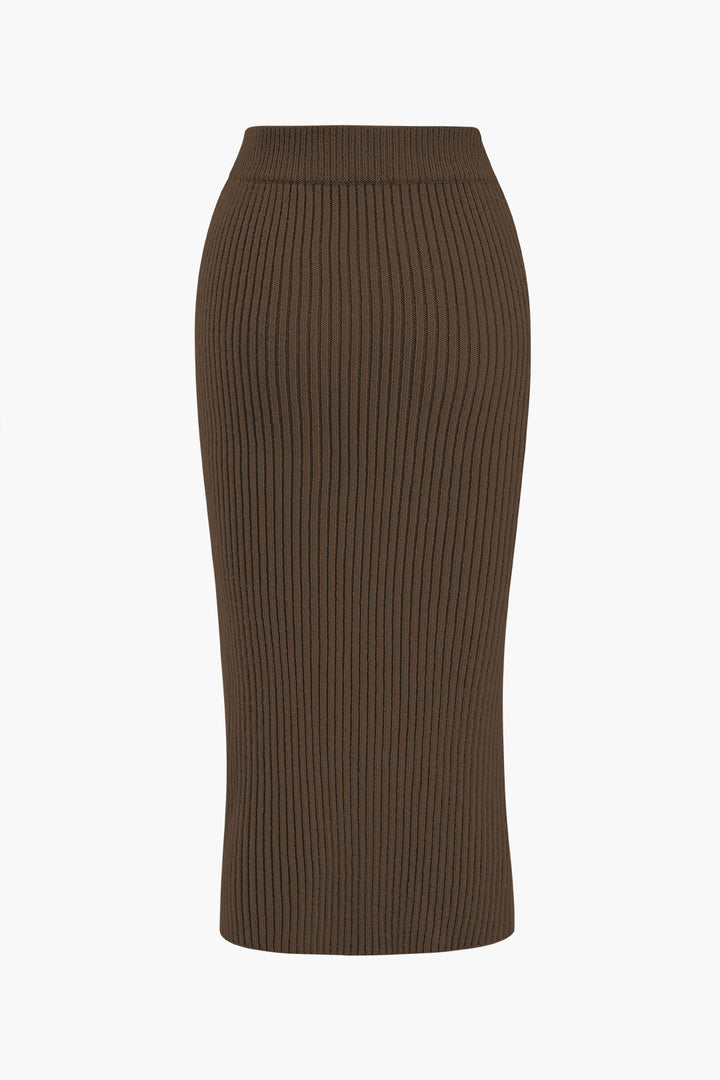 Elara Ribbed Midi Skirt
