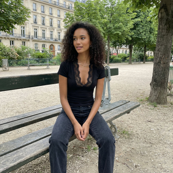 Serene Lace Tee - black