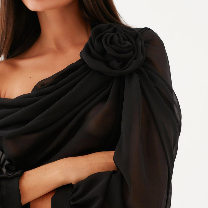 Marche Asymmetrical Draped Blouse