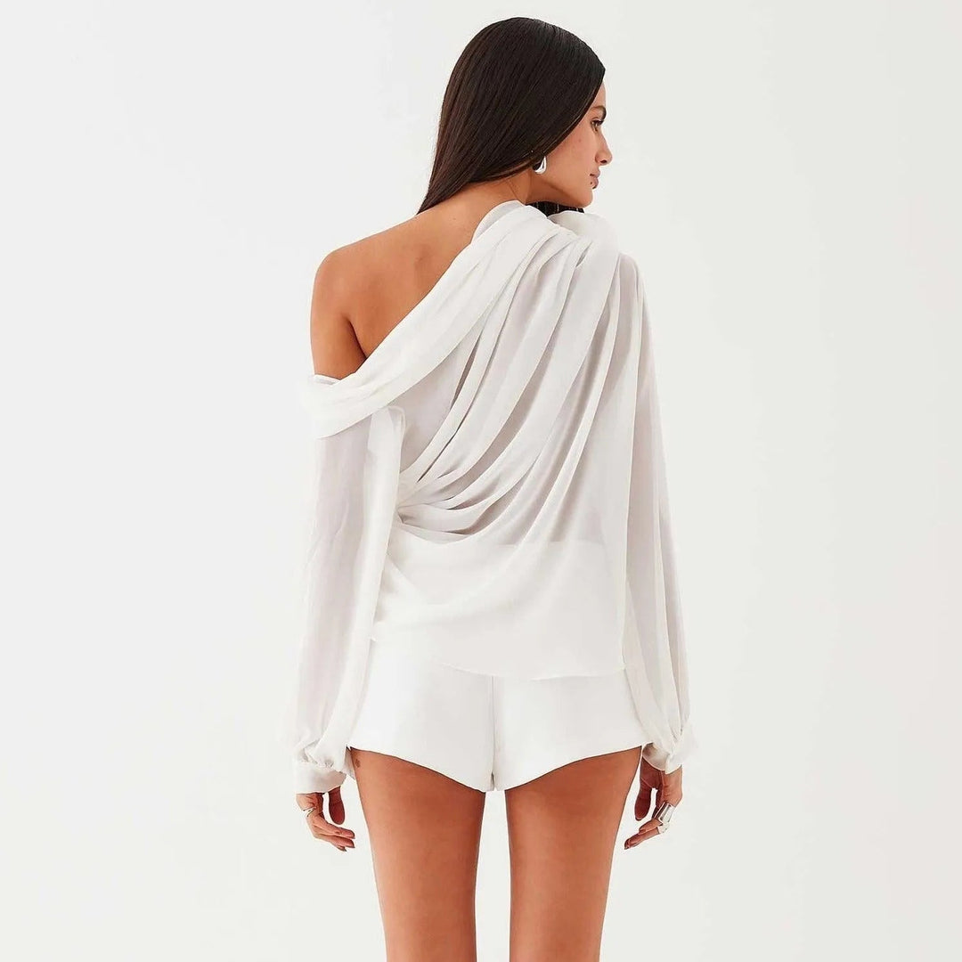 Marche Asymmetrical Draped Blouse