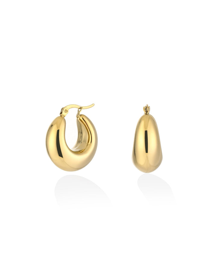 Gold Wide Creoles - Earrings