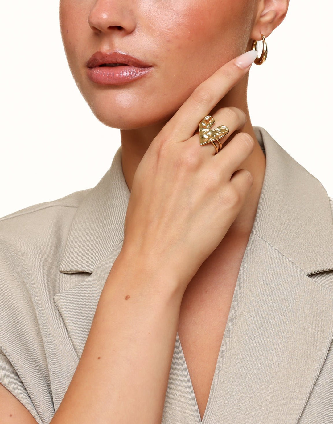 Gold Chunky Heart - Ring