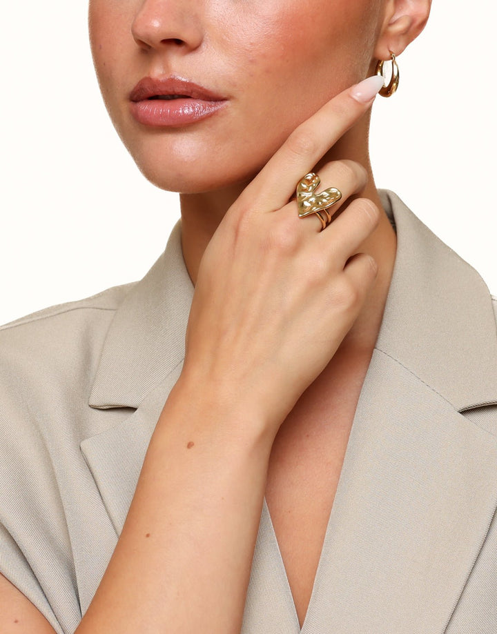 Gold Chunky Heart - Ring