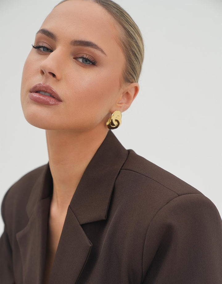 Golden Twisted Statement - Earrings