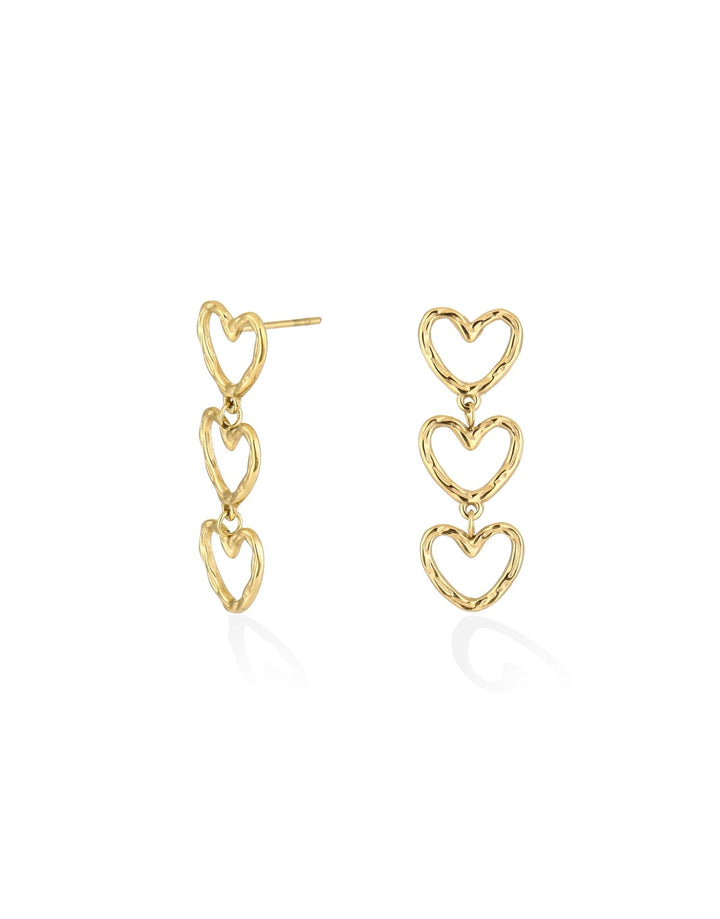 Gold Small Hearts Row - Earrings