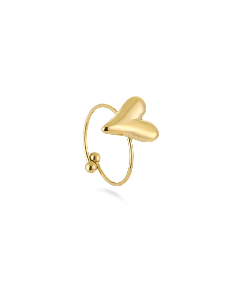 Golden Small Statement Heart - Ring