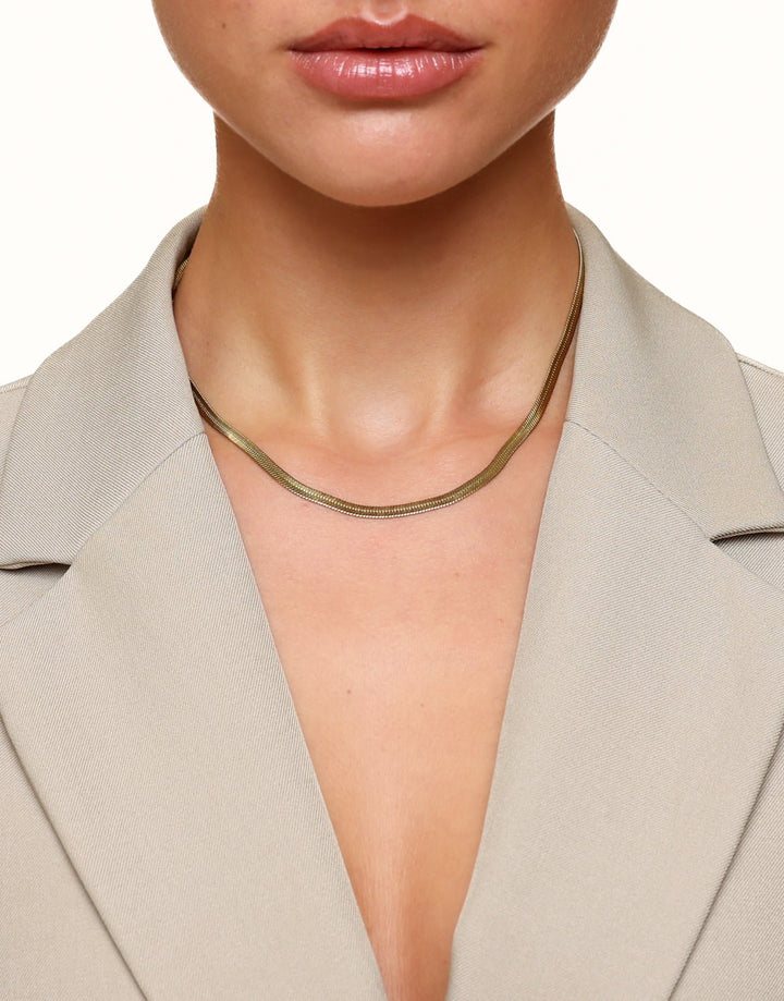 Gouden Platte Schakel - Ketting