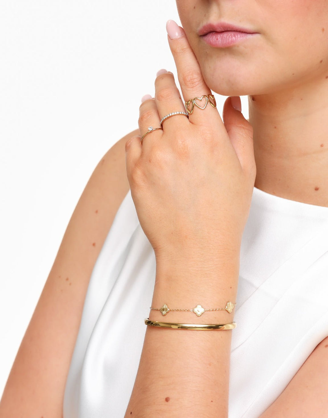 Gold Adjustable Twisted Zirconia - Ring