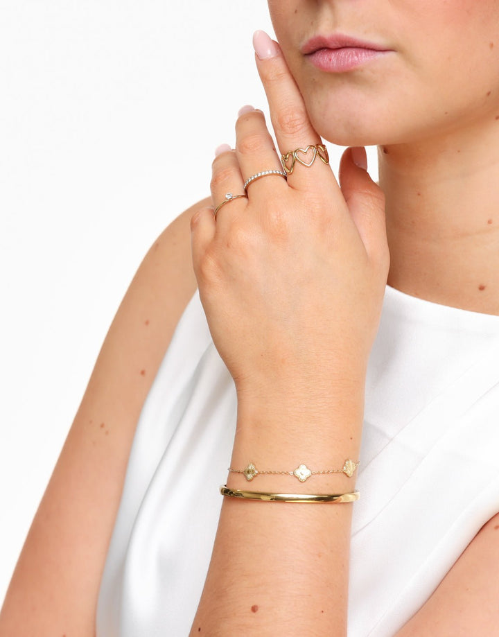 Gold Adjustable Twisted Zirconia - Ring