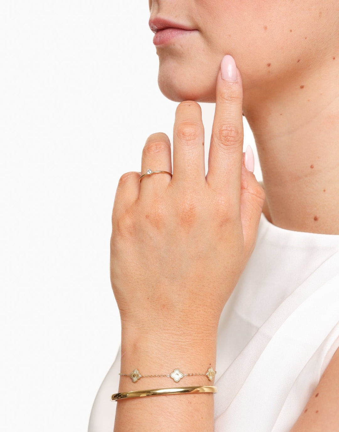 Gold Adjustable Twisted Zirconia - Ring