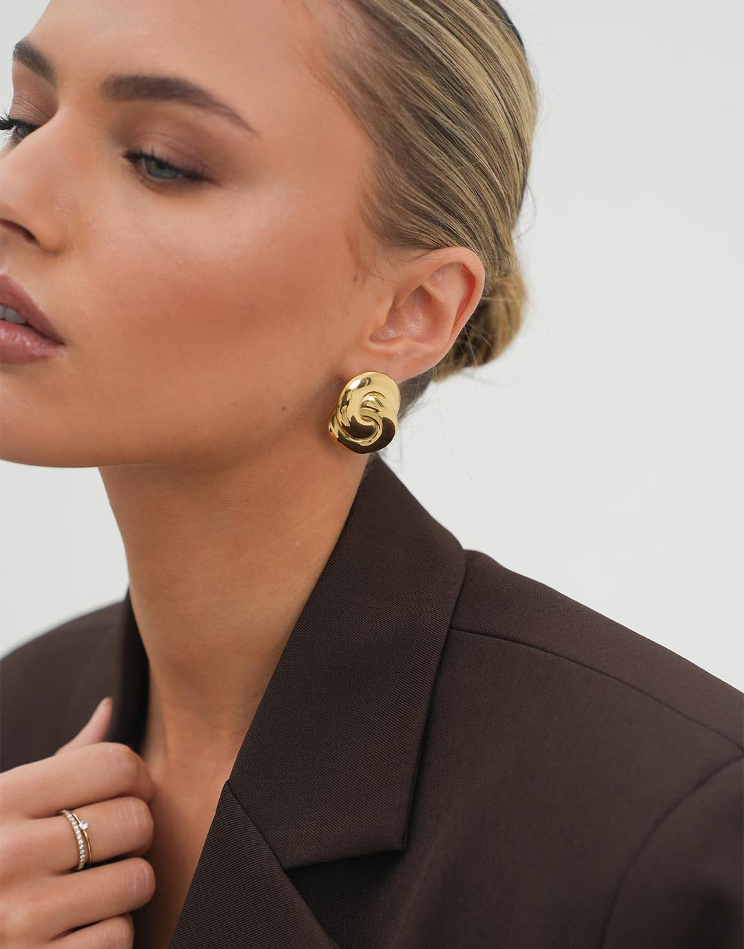 Golden Twisted Statement - Earrings