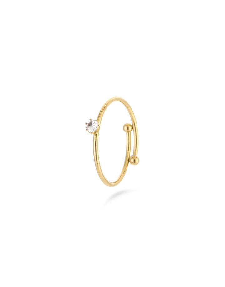 Gold Adjustable Twisted Zirconia - Ring