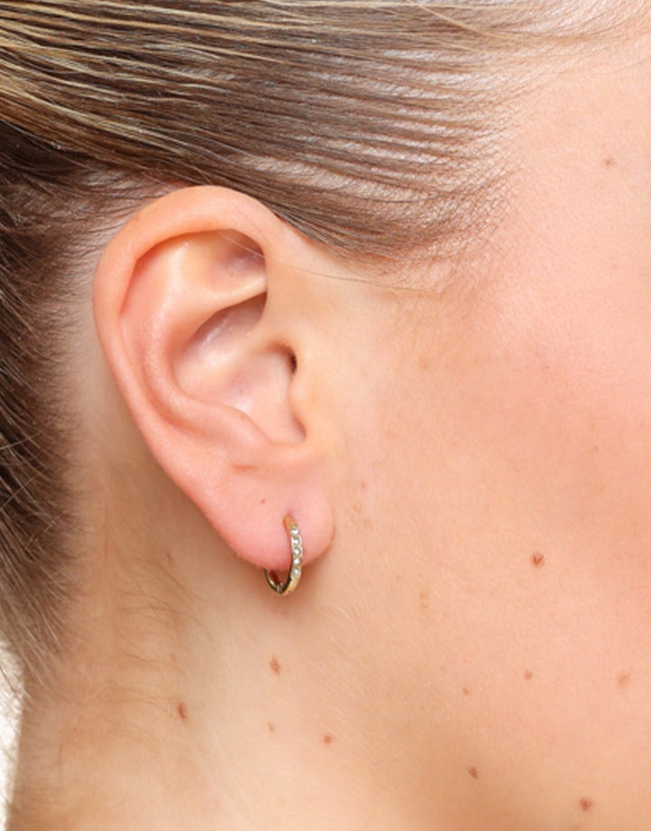 Golden Zirconia Basic Hoop - Earrings