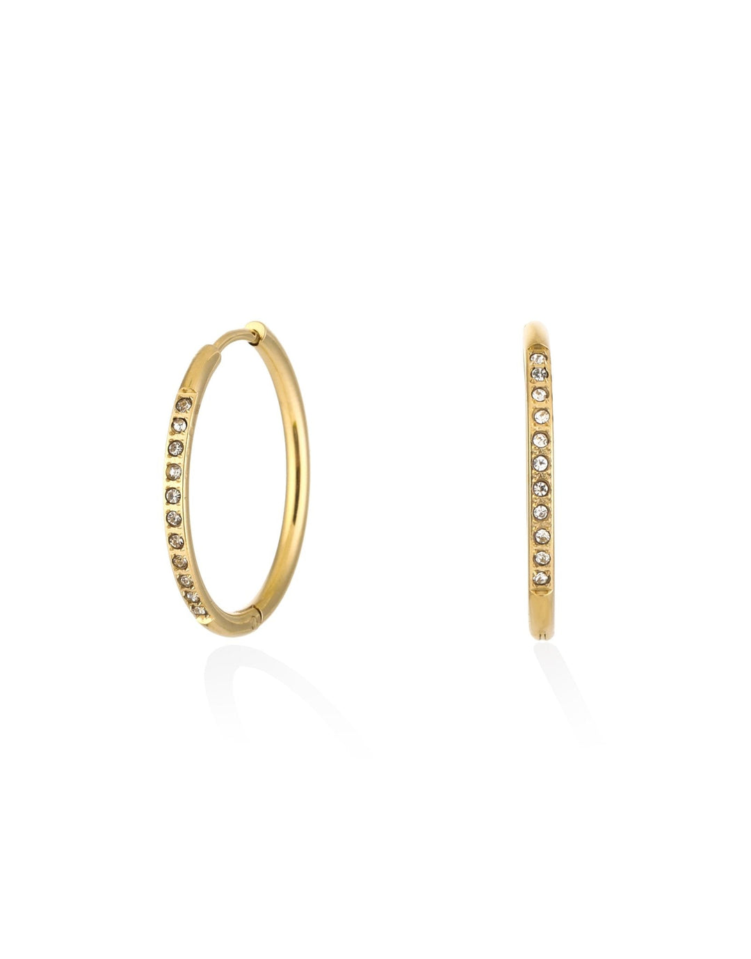 Golden Zirconia Basic Hoop - Earrings