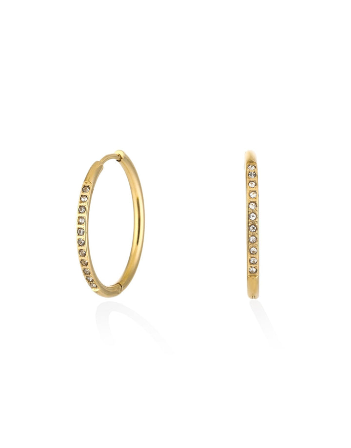 Golden Zirconia Basic Hoop - Earrings