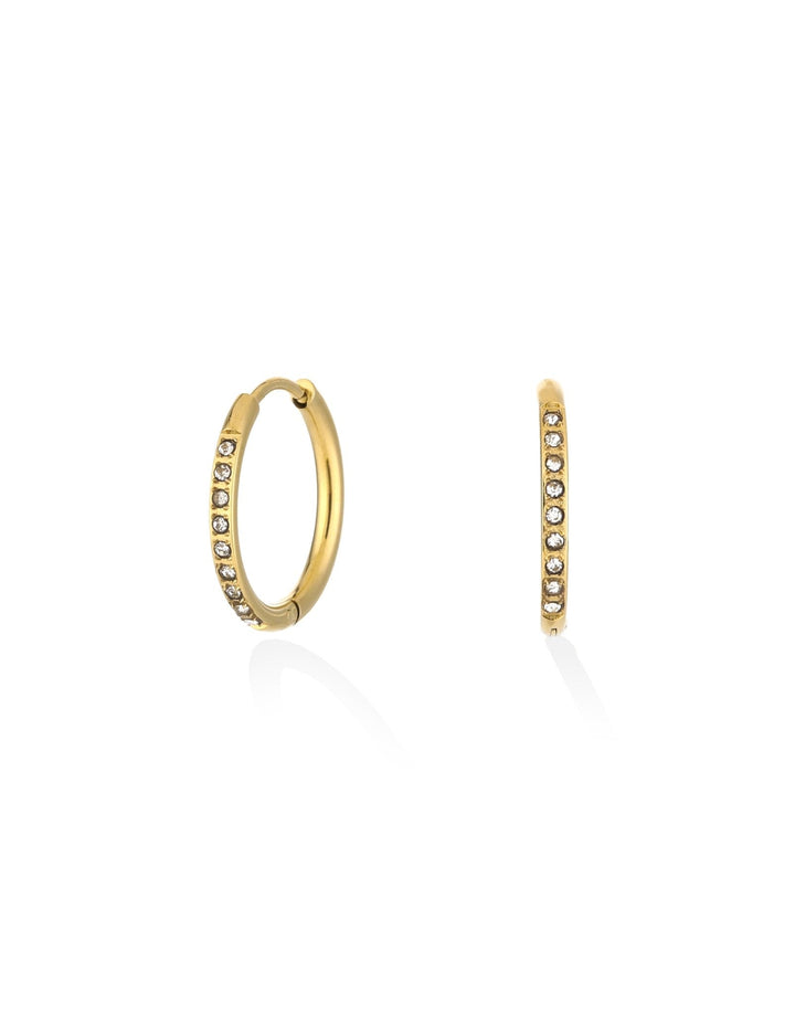 Golden Zirconia Basic Hoop - Earrings