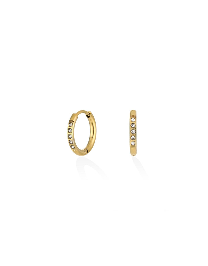 Golden Zirconia Basic Hoop - Earrings