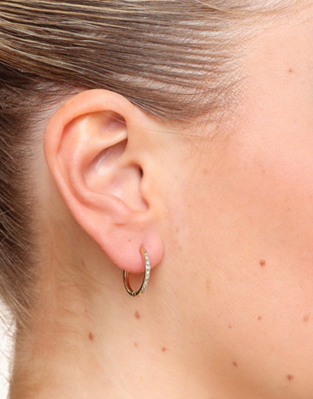 Golden Zirconia Basic Hoop - Earrings